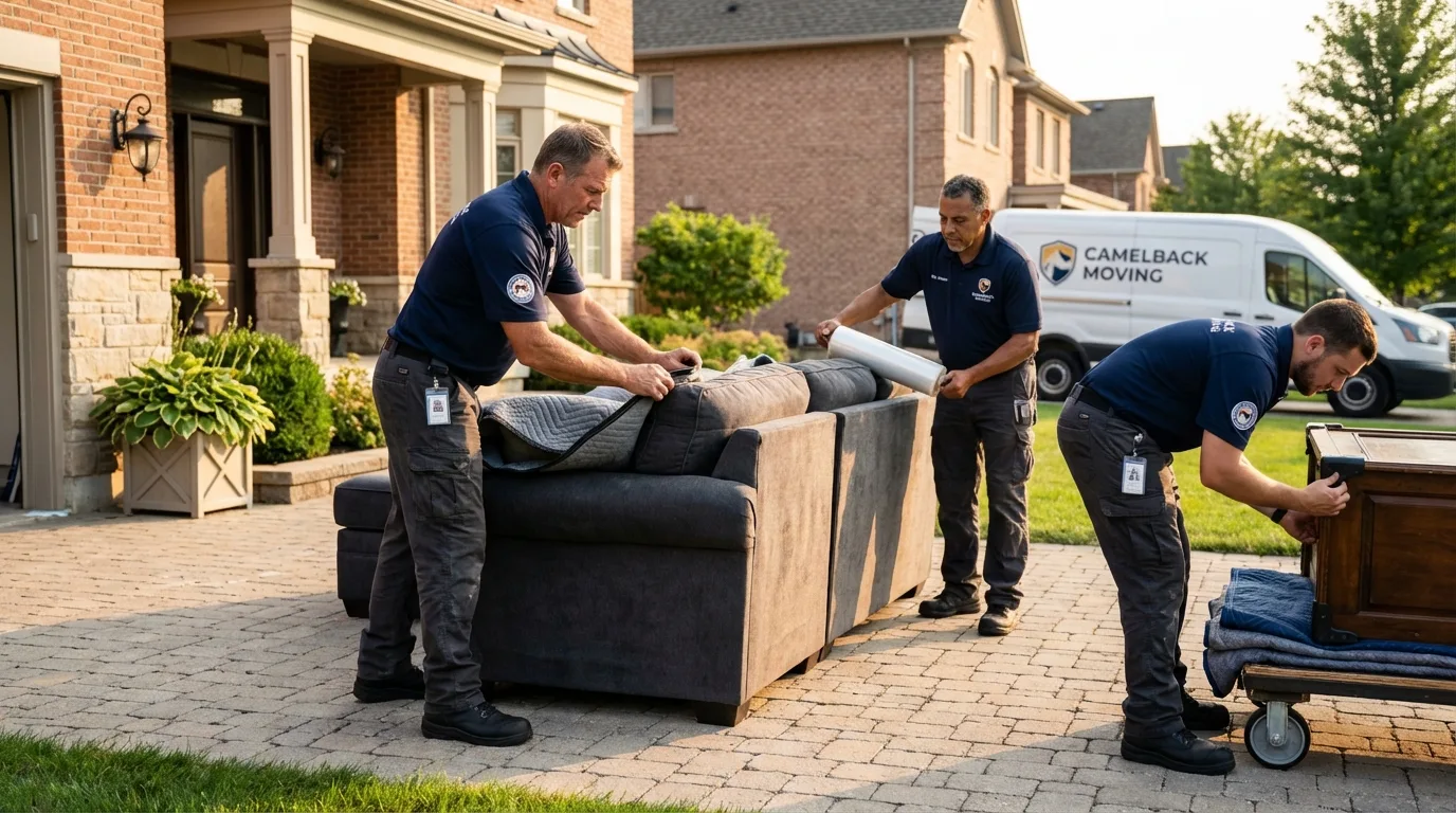 Large estate moving crew wrapping furniture in Haubstadt, IN